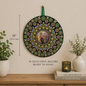Jimi Hendrix Vinyl Record Wall Art, Hand Painted Mandala Decor, Wall Hanging